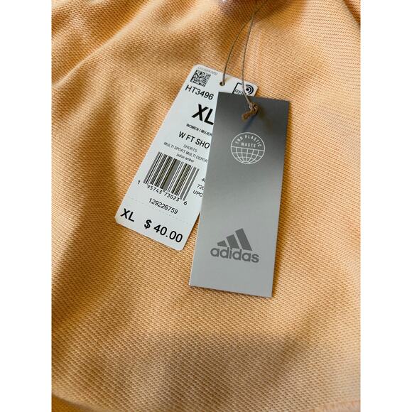 Adidas Women's French Terry Wide Band Athletic Cotton Blend Shorts Orange XL NWT - Picture 7 of 8